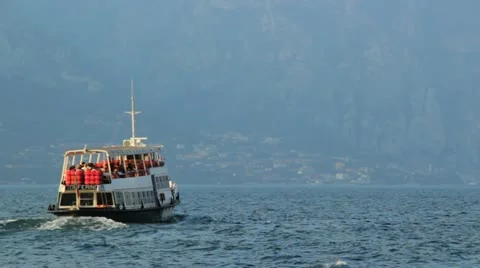 Boat on lake with people Stock Footage 20490151