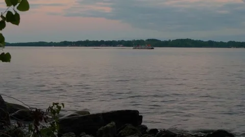 Boat on lake - Sunset Stock Footage 78076388