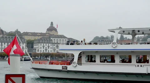 Boat on Lake Switz Stock Footage 32189651
