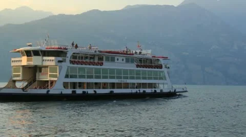 Boat Large on lake Stock Footage 20489988