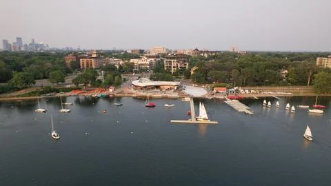 Boat Launch and Concession Stand at Bde Maka Ska in Minneapolis Stock Photos