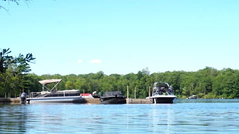 Boat Launch and Dock In Six Mile Lake Park Stock Footage 136850357