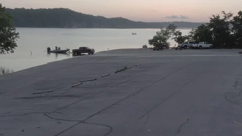 Boat launch for fishing Stock Footage 111608542