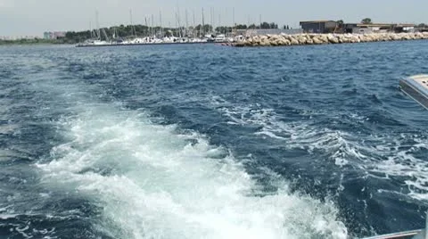 Boat leaves the harbor Stock Footage 10775201