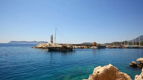 The boat leaves the port Stock Footage 93399136
