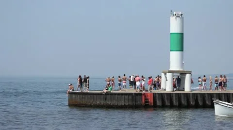 Boat Leaving the Channel Stock Footage 11071477