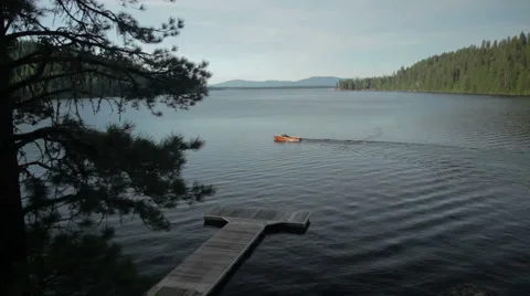 Boat leaving the dock in McCall, ID Stock Footage 40541018