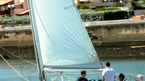 Boat is leaving harbor Stock Footage 494492