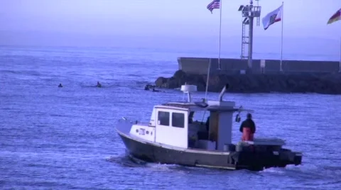 Boat Leaving Harbor Stock Footage 605444