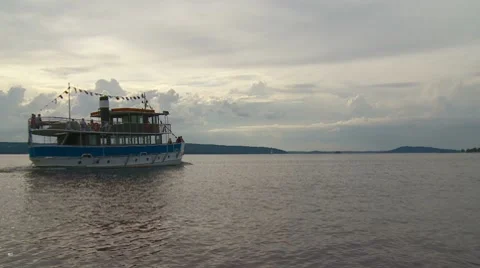 Boat leaving harbor Stock Footage 10790750