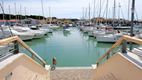 Boat leaving the harbor for a trip Stock Footage 105906815