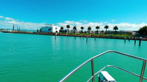 Boat leaving the Harbour Stock Footage 253909598