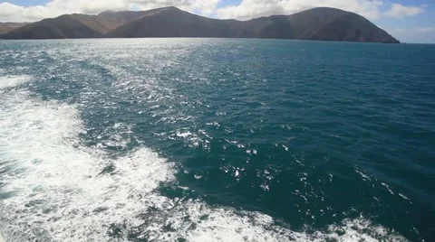 Boat Leaving Island Stock Footage 49183555