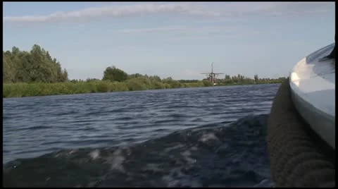 Boat Leiden - Windmill Stock Footage 11061360