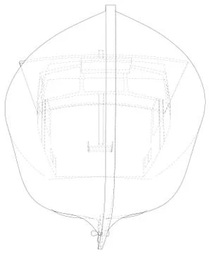 Boat line. EPS10 format. Wire-frame Vector created of 3d Stock Illustration