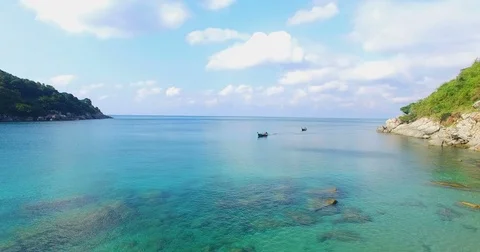 By boat lnly ta visit paradise beach Stock Footage