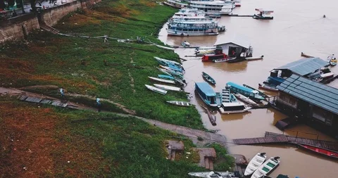 Boat Loading Aerial Circling Stock Footage 97361029