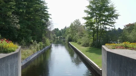 Boat lock looking downstream Stock Footage 213311186