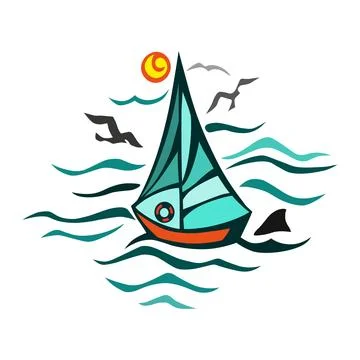 Boat logo design illustration vector template Stock Illustration