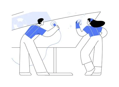 Boat maintenance isolated cartoon vector illustrations. Ilustración de archivo