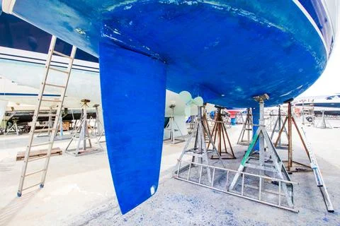 Boat maintenance at the shipyard Foto stock