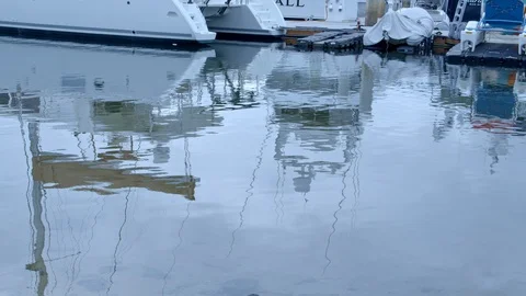 Boat Masts Reflecting in Water Stock Footage 111525666