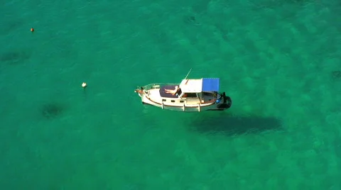 Boat in a Mediterranean Bay Stock Footage 749030