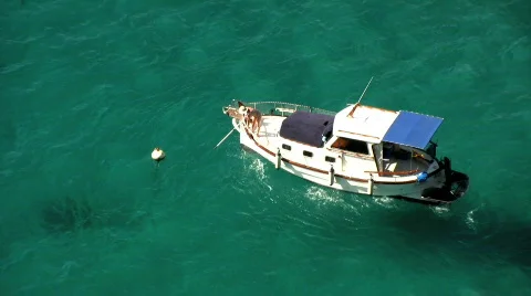 Boat in a Mediterranean Bay Stock Footage 749052
