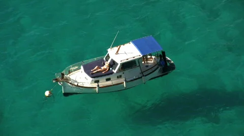 Boat in a Mediterranean Bay Stock Footage 751711
