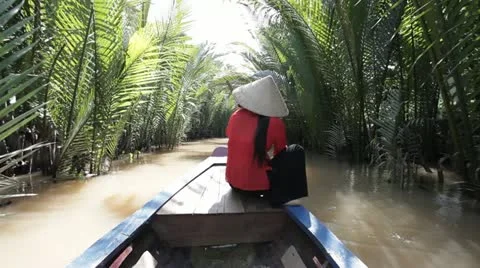 Boat on the Mekong Delta. Ho Chi Minh. Vietnam. Stock Footage