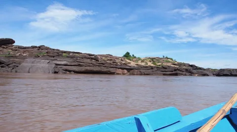 Boat on the Mekong River Stock Footage 36058257