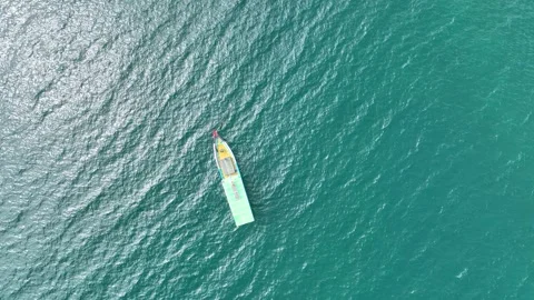 Boat in the middle of the ocean Stock Footage 252390703