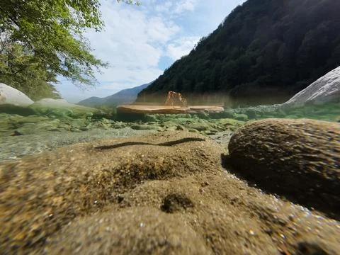 Boat miniature river Stock Photos