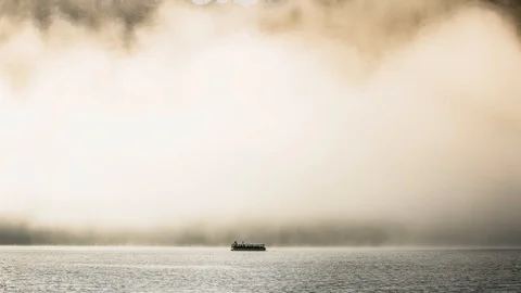 Boat in mist Cinemagraph, 4K Stock Footage 93236947