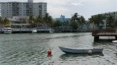 Boat moored in canal Stock Footage 63280677