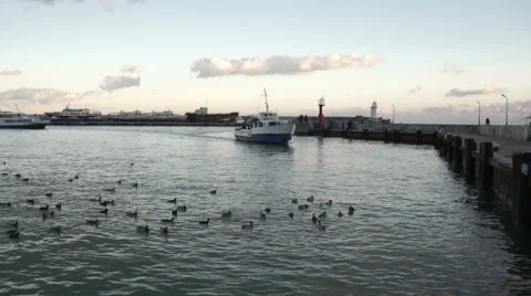 The boat is moored in the harbor 動画素材 59781384