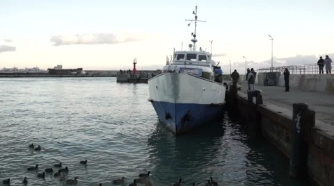 The boat is moored in the harbor 動画素材 59782170