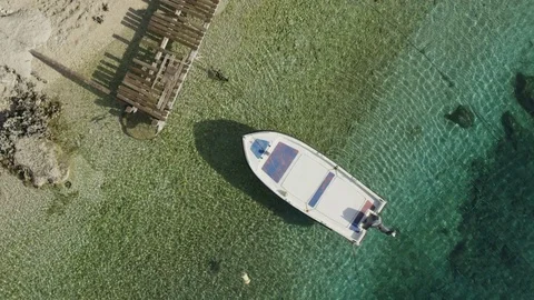 Boat Moored to the Jetty Stock Footage 71145654