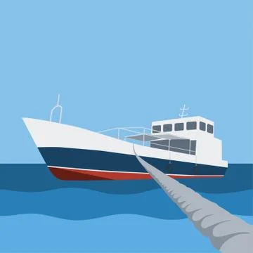 Boat moored with rope Stock Illustration