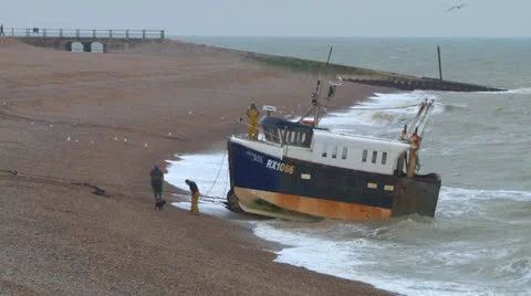 Boat Mooring on a Beach Stock Footage 23840014
