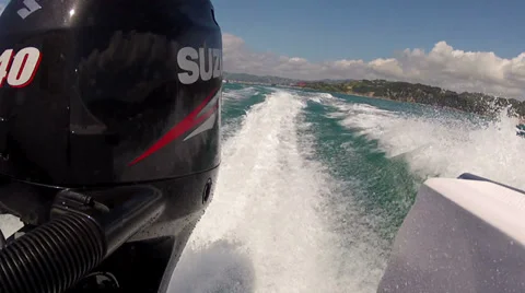Boat motor pushing Stock Footage 32043421