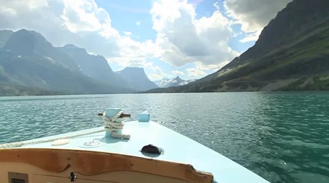 Boat on mountain lake Video stock 49962971