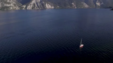 Boat in mountain lake Video stock 252151913