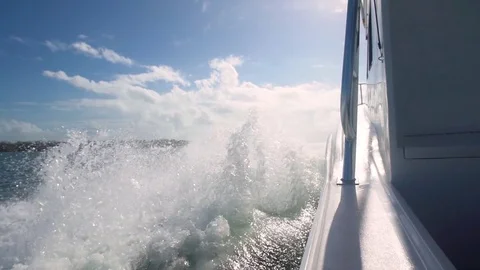 Boat moves on the ocean Stock Footage 84250386