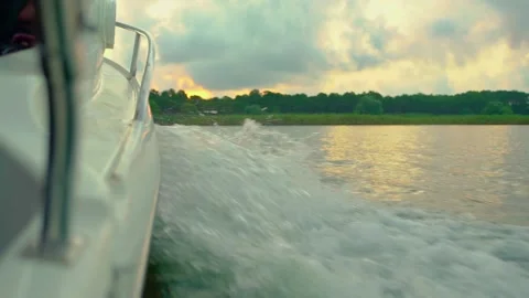 Boat is moving on lake Stock-Footage 158459623