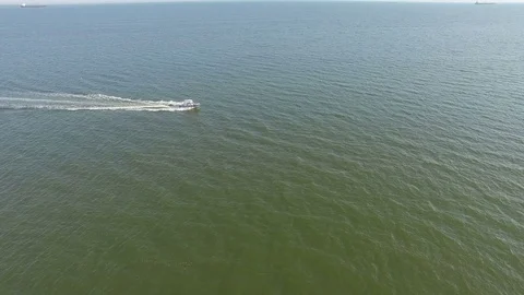 Boat moving quickly through the sea. Beautiful sea landscape. Stock Footage 78085565