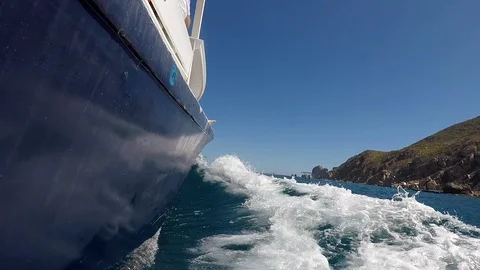Boat Moving Through Water Stock Footage 128219943