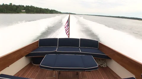 Boat navigating in american bay Stock Footage 32624443