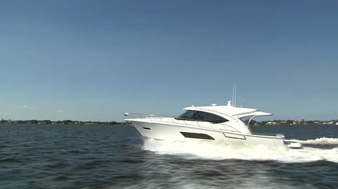 Boat navigating fast in Miami  Stock Footage 43319817