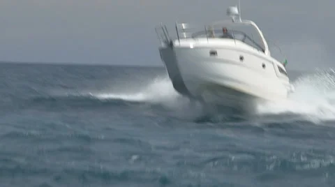 Boat navigating fast in the sea Stock-Footage 36176505